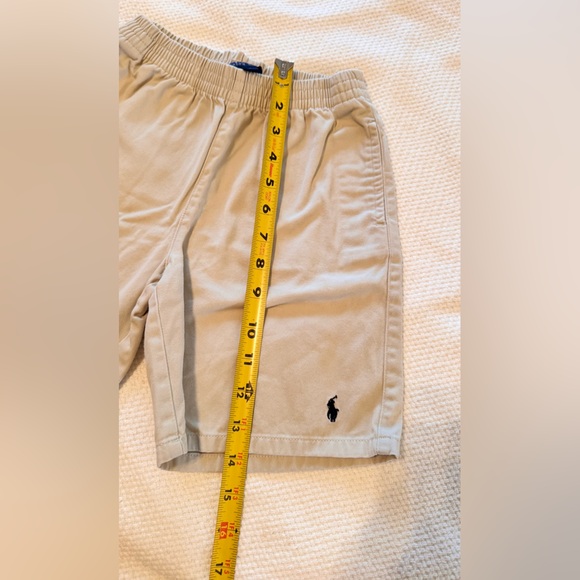 POLO by RALPH LAUREN Boys Kids Khaki Tan Elastic Pull-up Shorts w Blue Logo - Picture 8 of 8